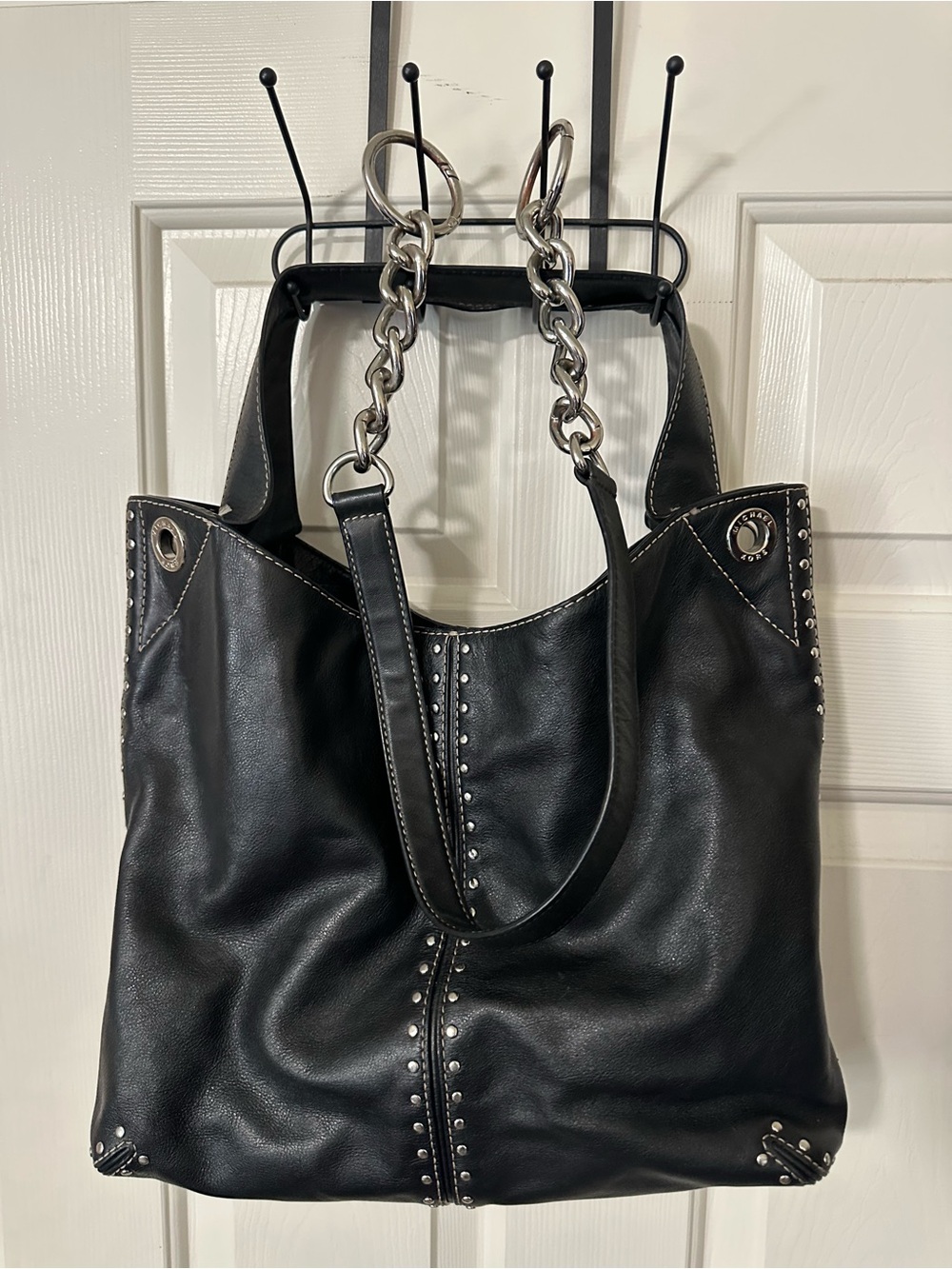 Micheal Michael Kors Black Uptown Astor shoulder bag studded leather bag